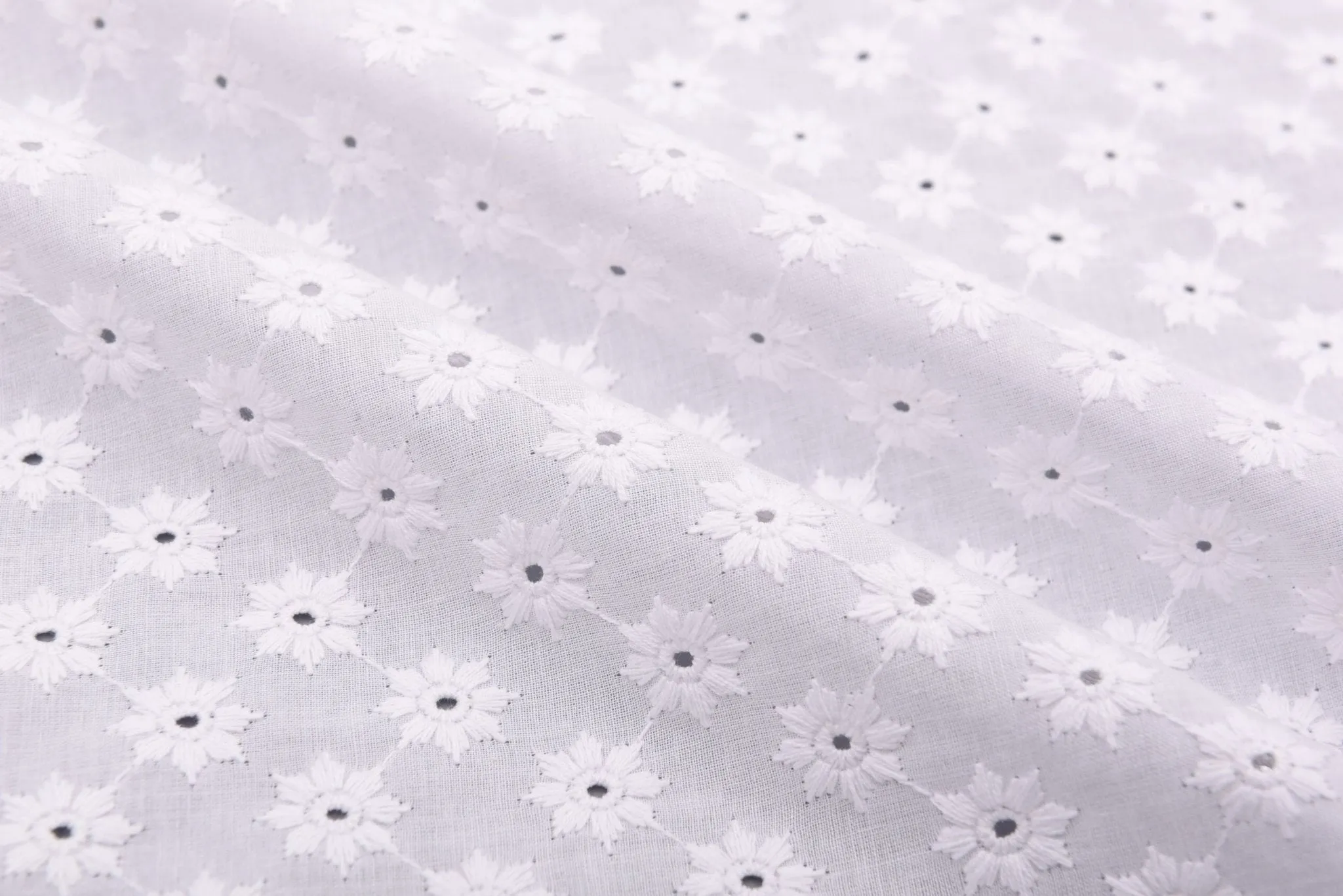 100 % Cotton Lawn Daisy Eyelet Embroidery Fabric