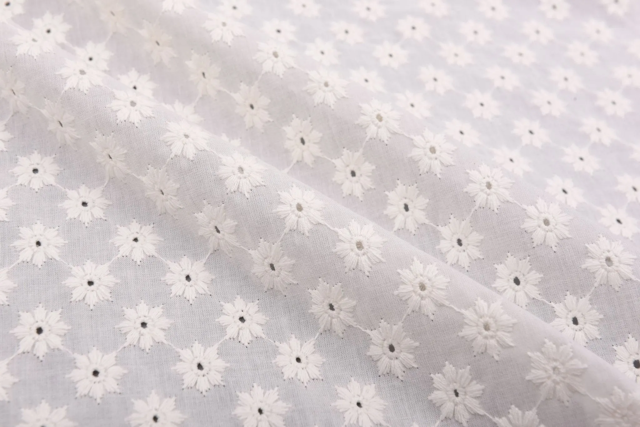 100 % Cotton Lawn Daisy Eyelet Embroidery Fabric