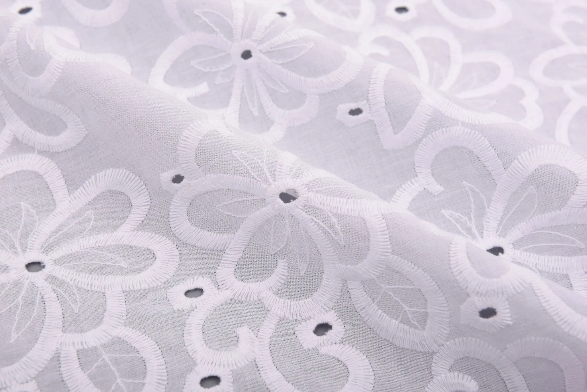 100 % Cotton Lawn Whispering Petals Eyelet Embroidery Fabric