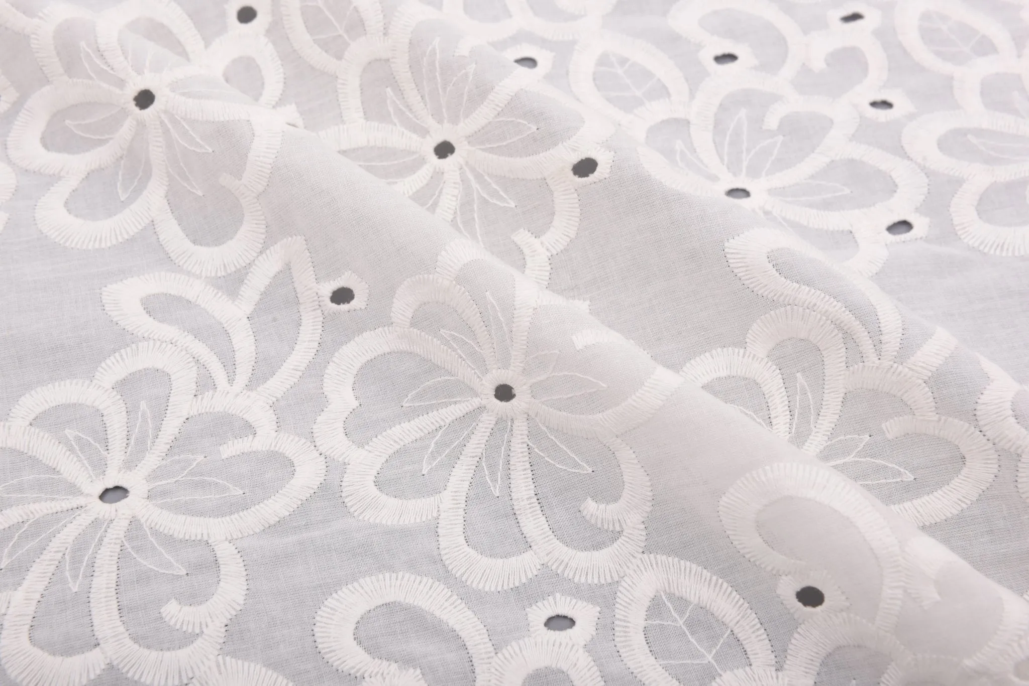 100 % Cotton Lawn Whispering Petals Eyelet Embroidery Fabric