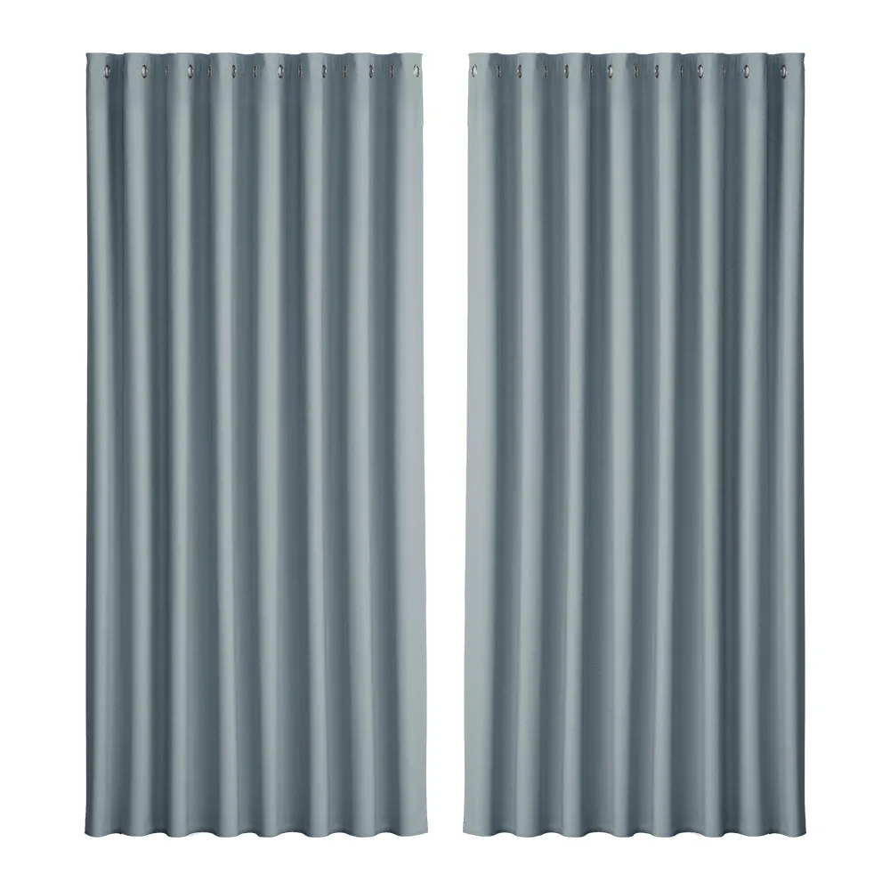 2X Grey Blockout Thermal Curtains, Noise Reduction - Artiss