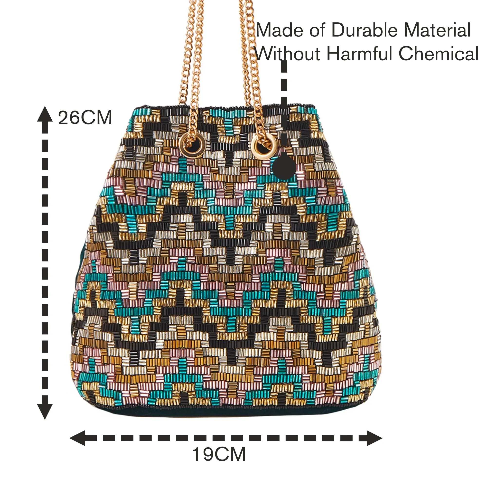 Accessorize London Women's Multi Geometric Beaded Duffle Bag