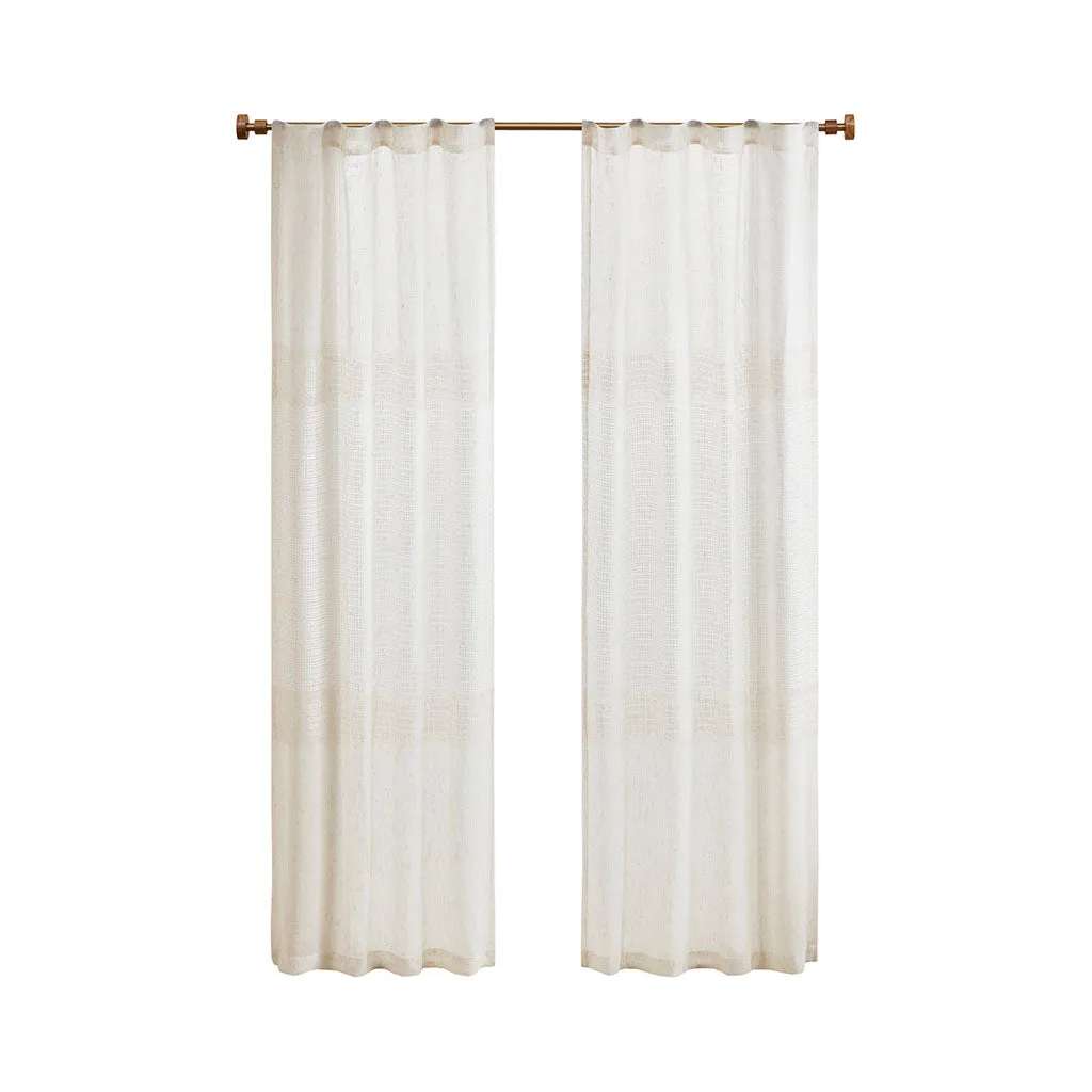 Aida Sheer Window Panel Pair - Elegant Boho-Inspired Design with Textured Linen Look for Your Home