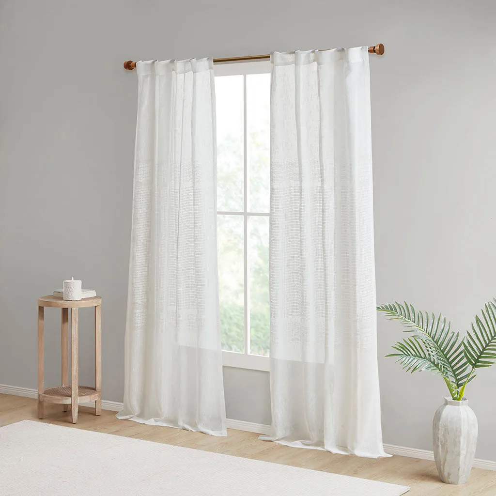 Aida Sheer Window Panel Pair - Elegant Boho-Inspired Design with Textured Linen Look for Your Home