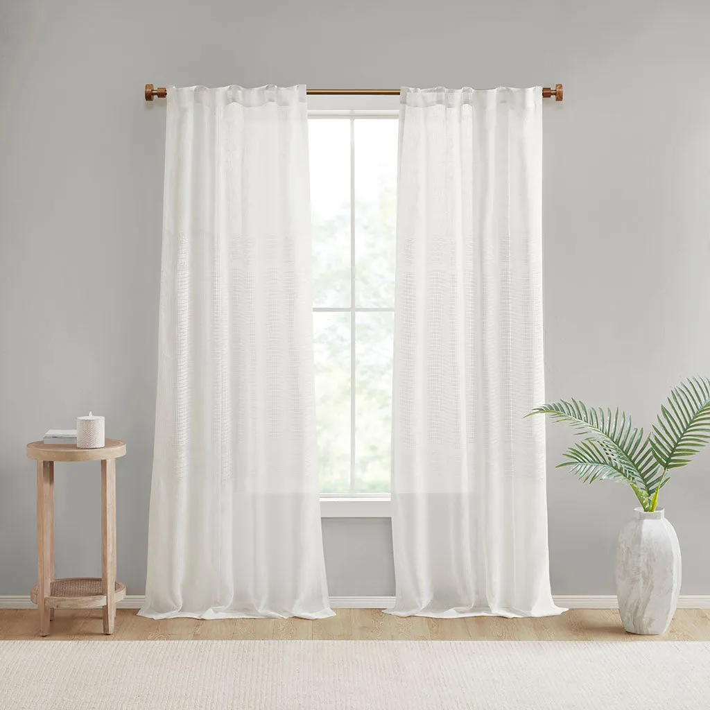 Aida Sheer Window Panel Pair - Elegant Boho-Inspired Design with Textured Linen Look for Your Home