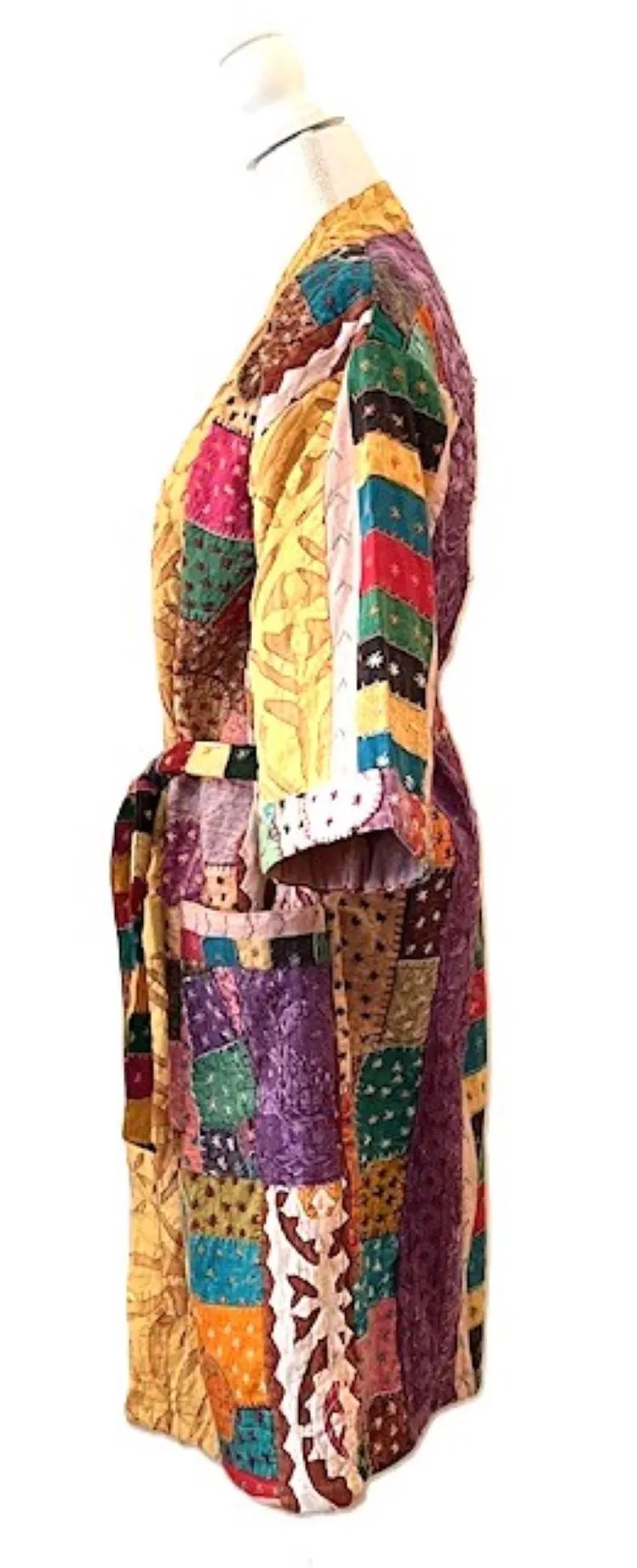 Artisan Cutwork Cotton Kantha Long Sleeve Jacket (Multi Colored)