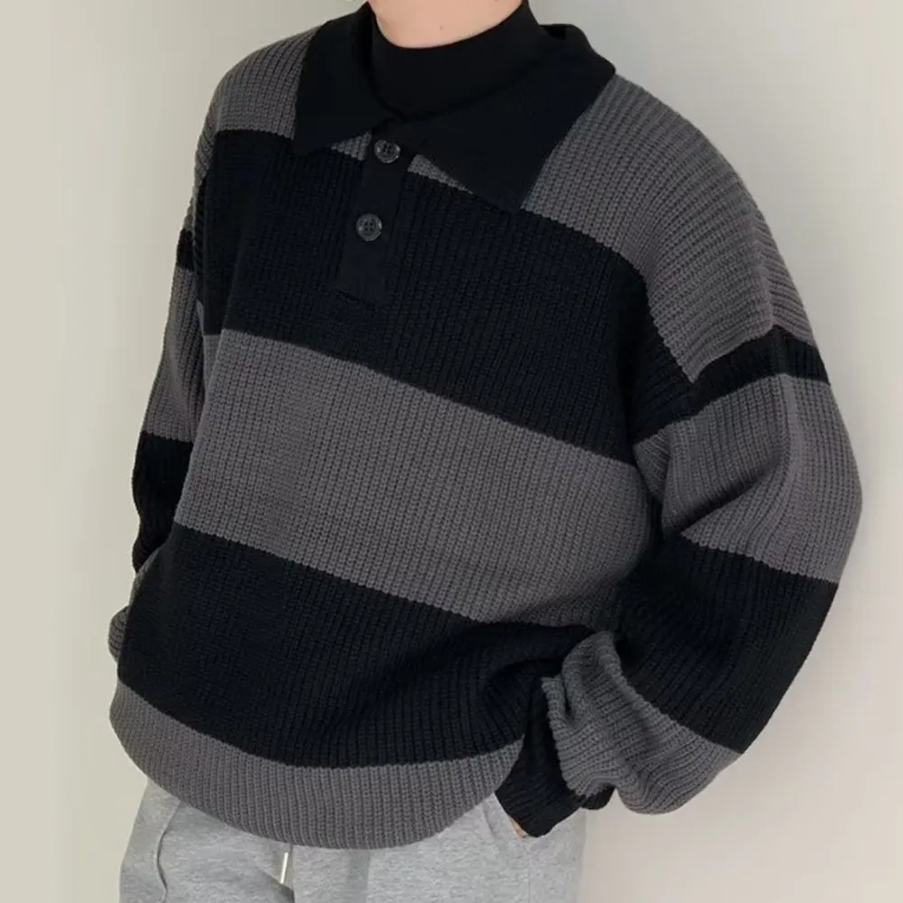 Artistic Loose Polo Sweater