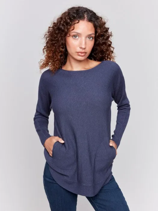 Back Eyelet Sweater