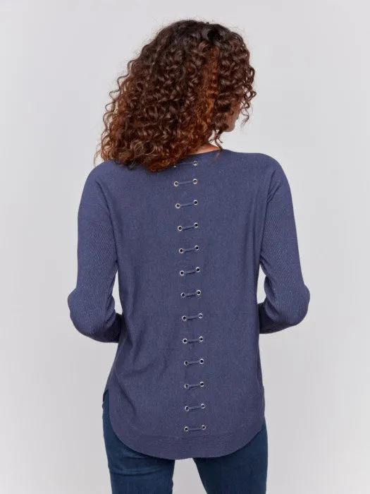 Back Eyelet Sweater