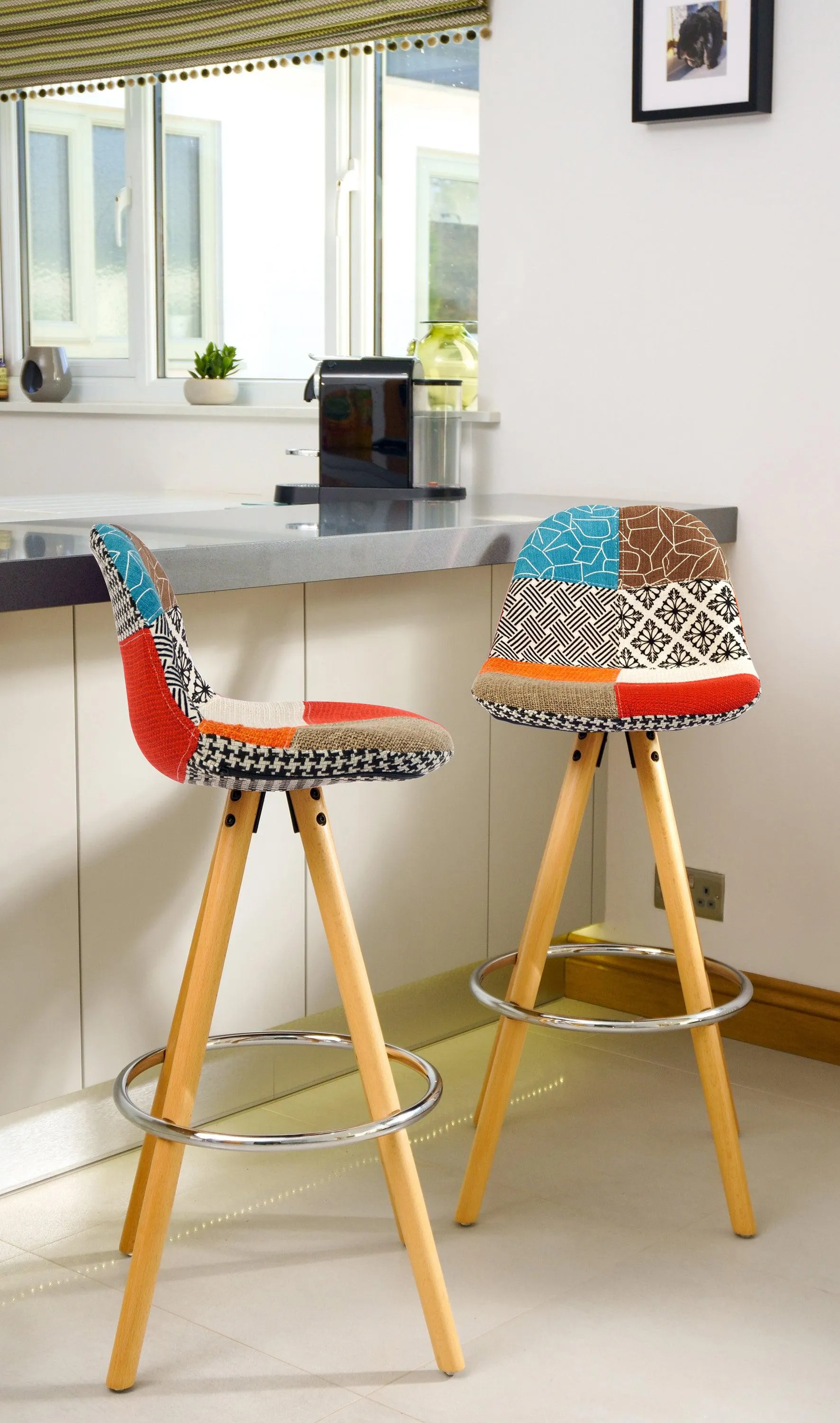 Barcelona Bar Stools - Multicoloured Patchwork