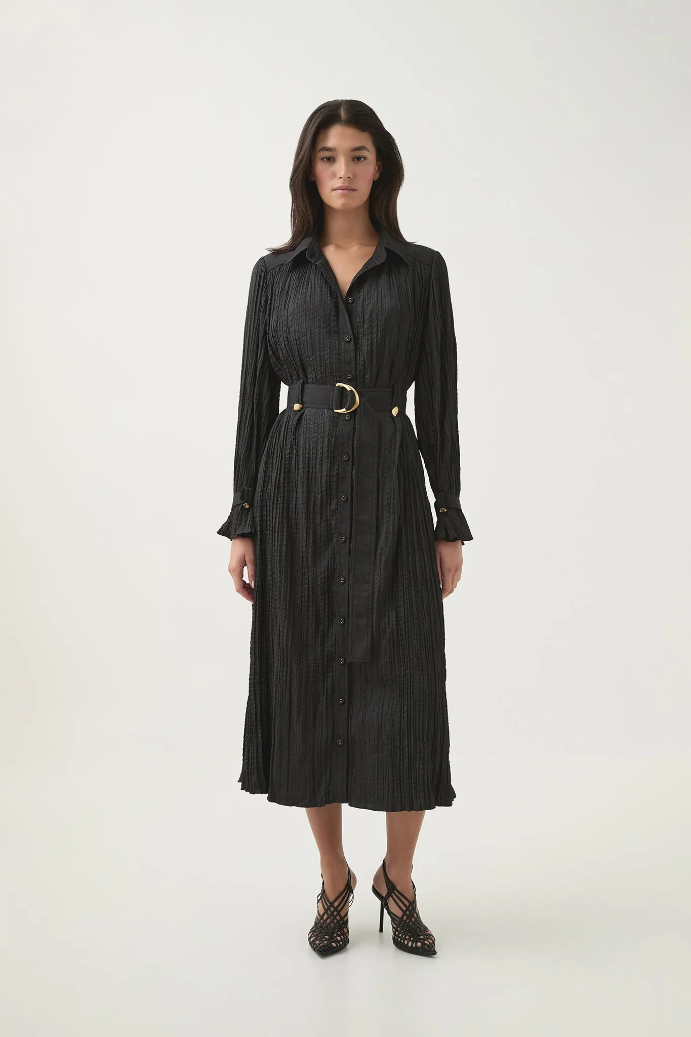 Bays Crushed Pleat Midi Dress