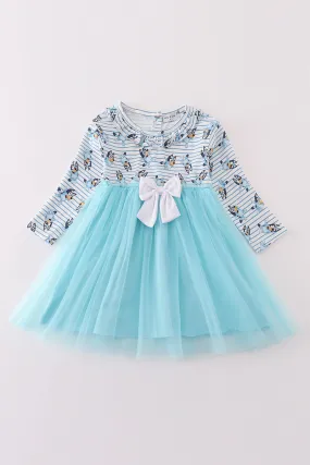 Blue character print tutu dress