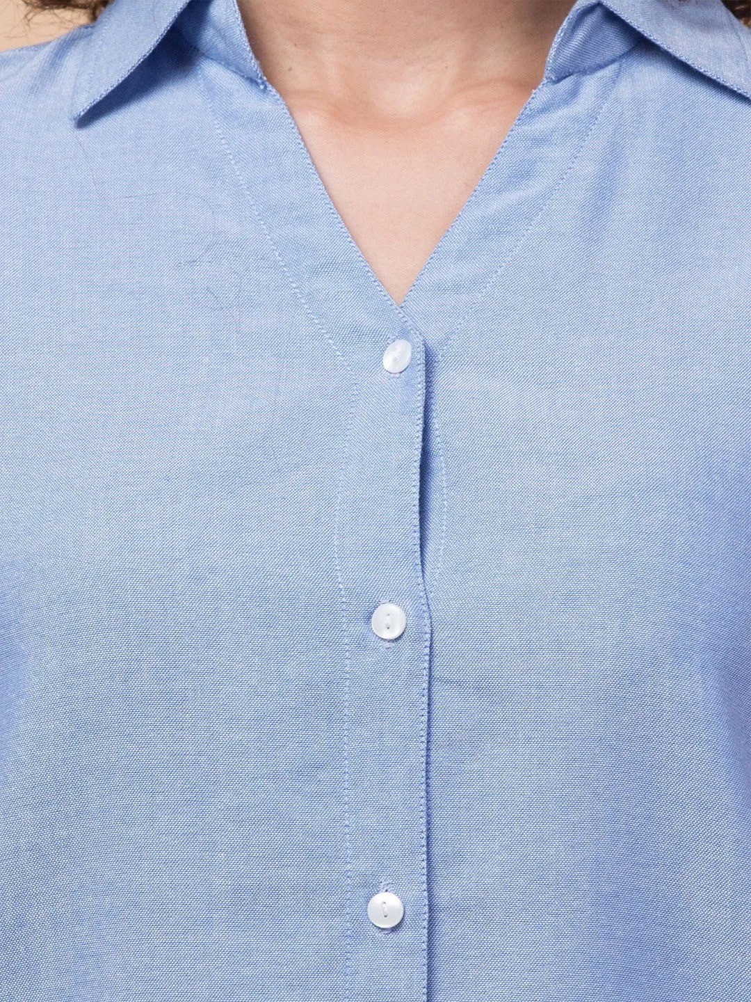 Blue Solid Relaxed Shirt