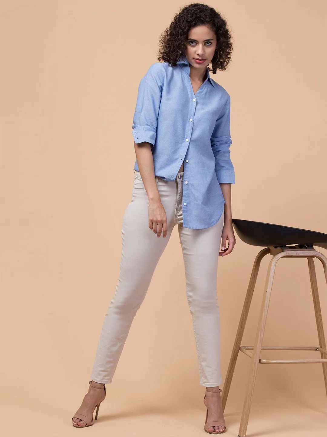 Blue Solid Relaxed Shirt