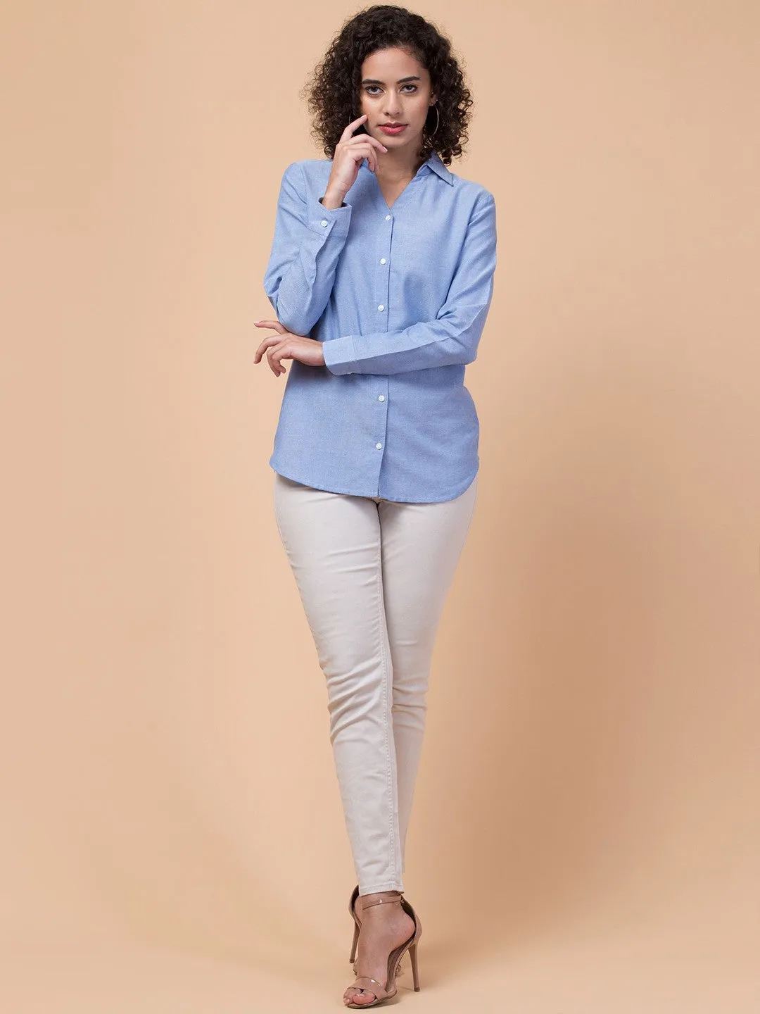 Blue Solid Relaxed Shirt