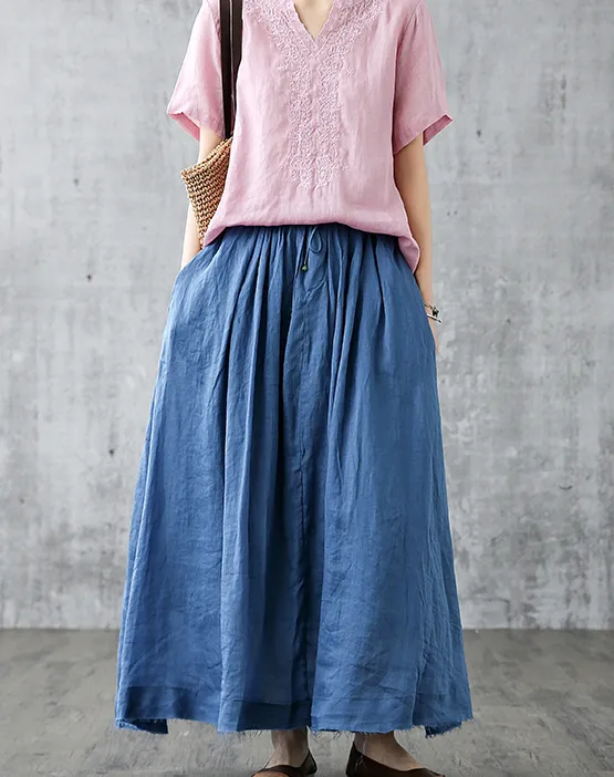 Casual Cotton linen loose fitting Women's Skirts  DZA2005103