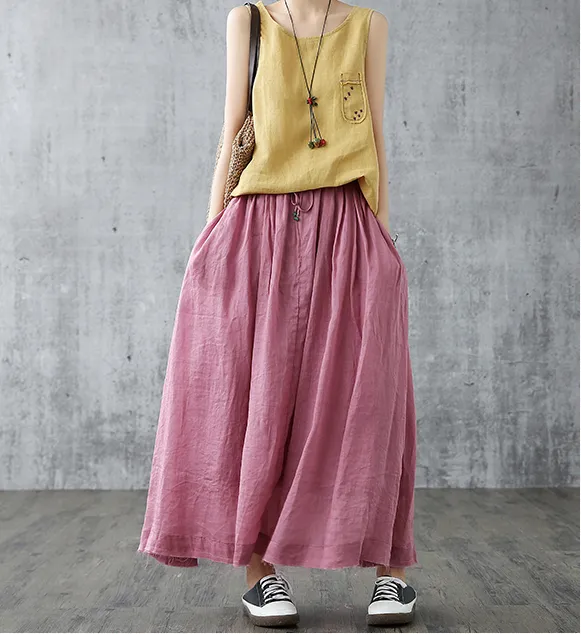 Casual Cotton linen loose fitting Women's Skirts  DZA2005103