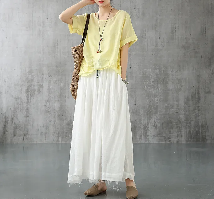 Casual Cotton linen loose fitting Women's Skirts  DZA2005103