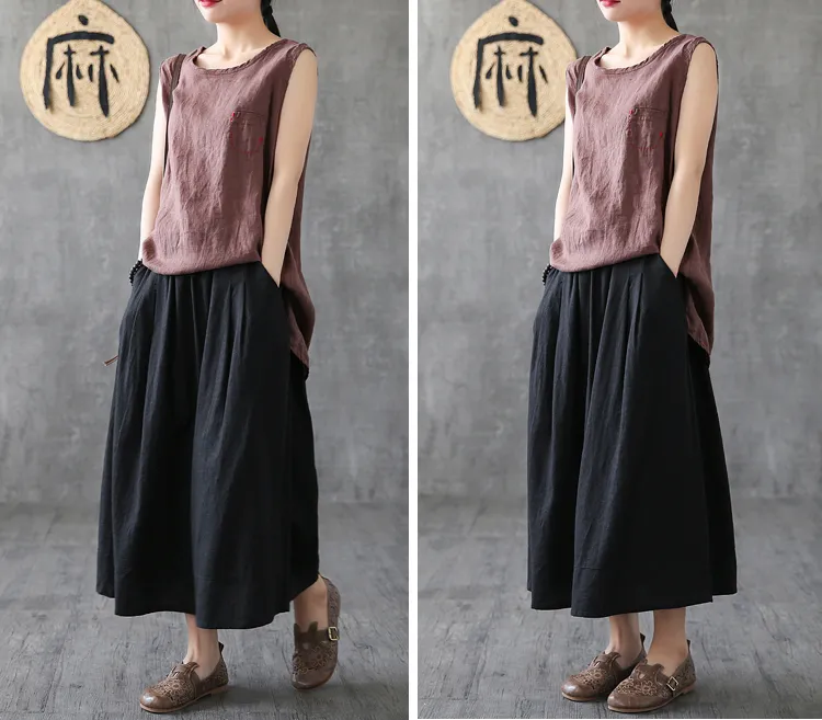 Casual Cotton Linen  loose fitting Women's Skirts  DZA200622