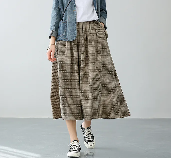 Casual Cotton Linen loose fitting Women's Skirts DZA2007128