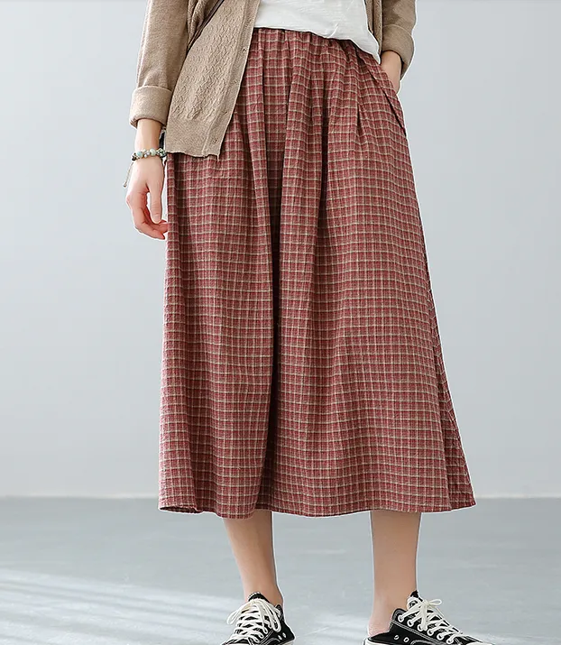 Casual Cotton Linen loose fitting Women's Skirts DZA2007128