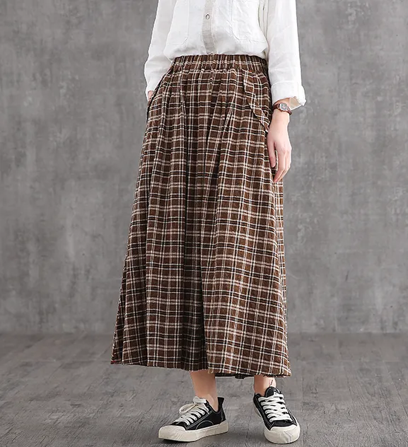 Casual Cotton Linen loose fitting Women's Skirts DZA2007128