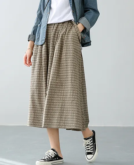 Casual Cotton Linen loose fitting Women's Skirts DZA2007128