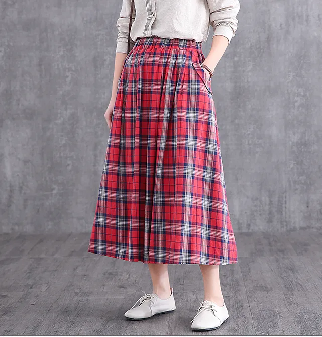 Casual Cotton Linen loose fitting Women's Skirts DZA2007128