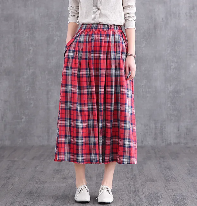 Casual Cotton Linen loose fitting Women's Skirts DZA2007128