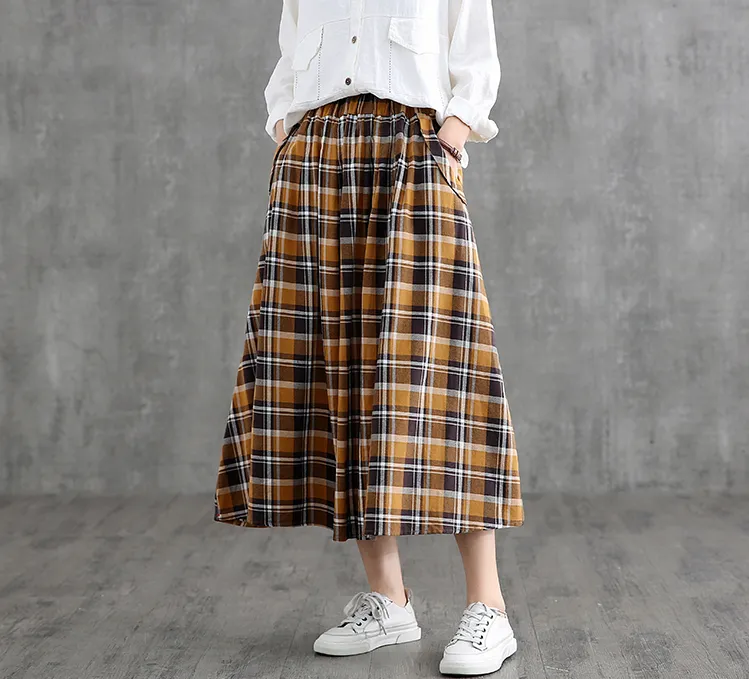 Casual Cotton Linen loose fitting Women's Skirts DZA2007128