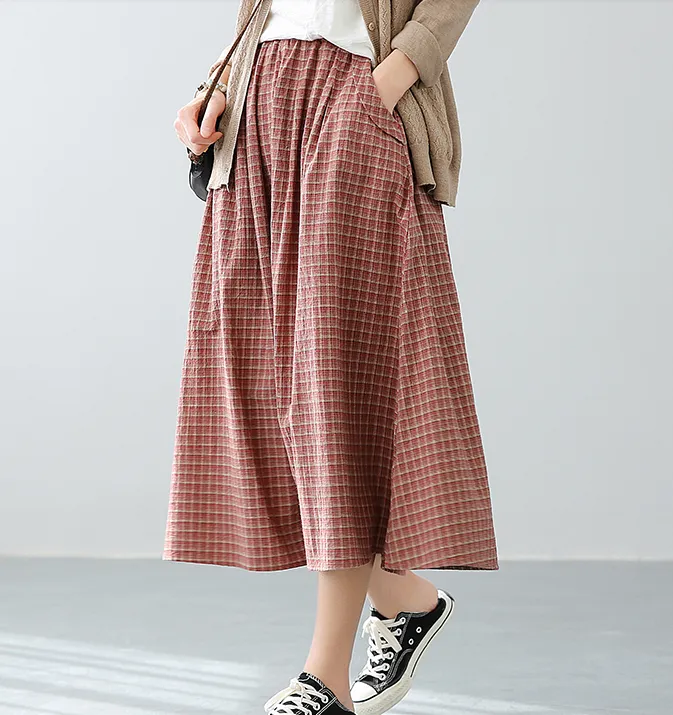 Casual Cotton Linen loose fitting Women's Skirts DZA2007128