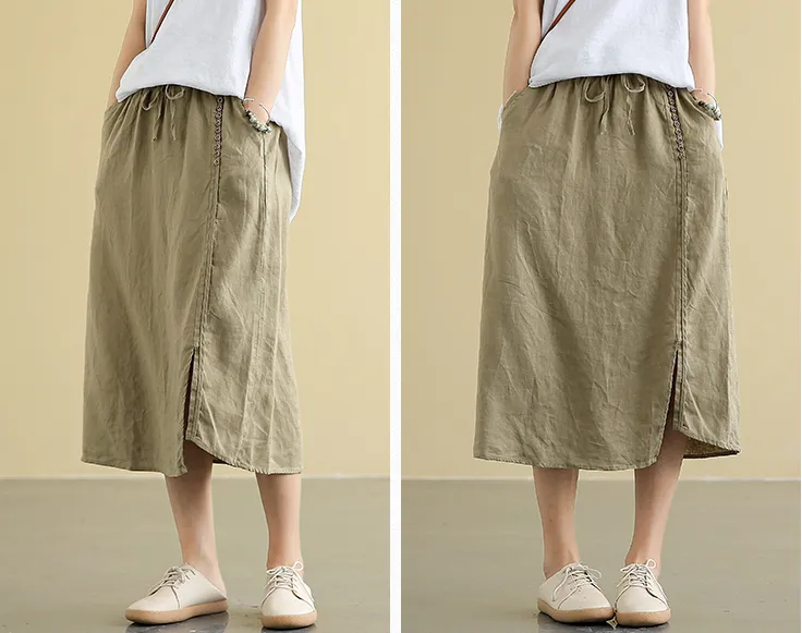 Casual linen loose fitting Women's Skirts  DZA2005107