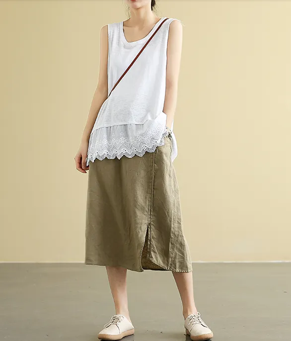 Casual linen loose fitting Women's Skirts  DZA2005107