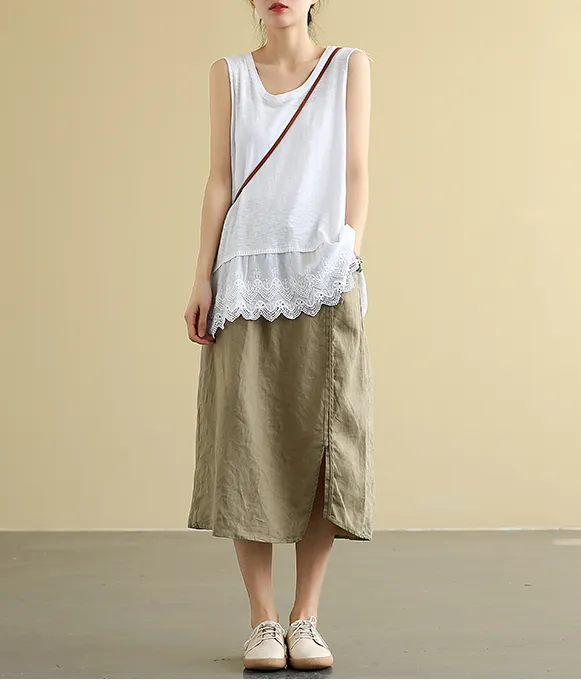 Casual linen loose fitting Women's Skirts  DZA2005107