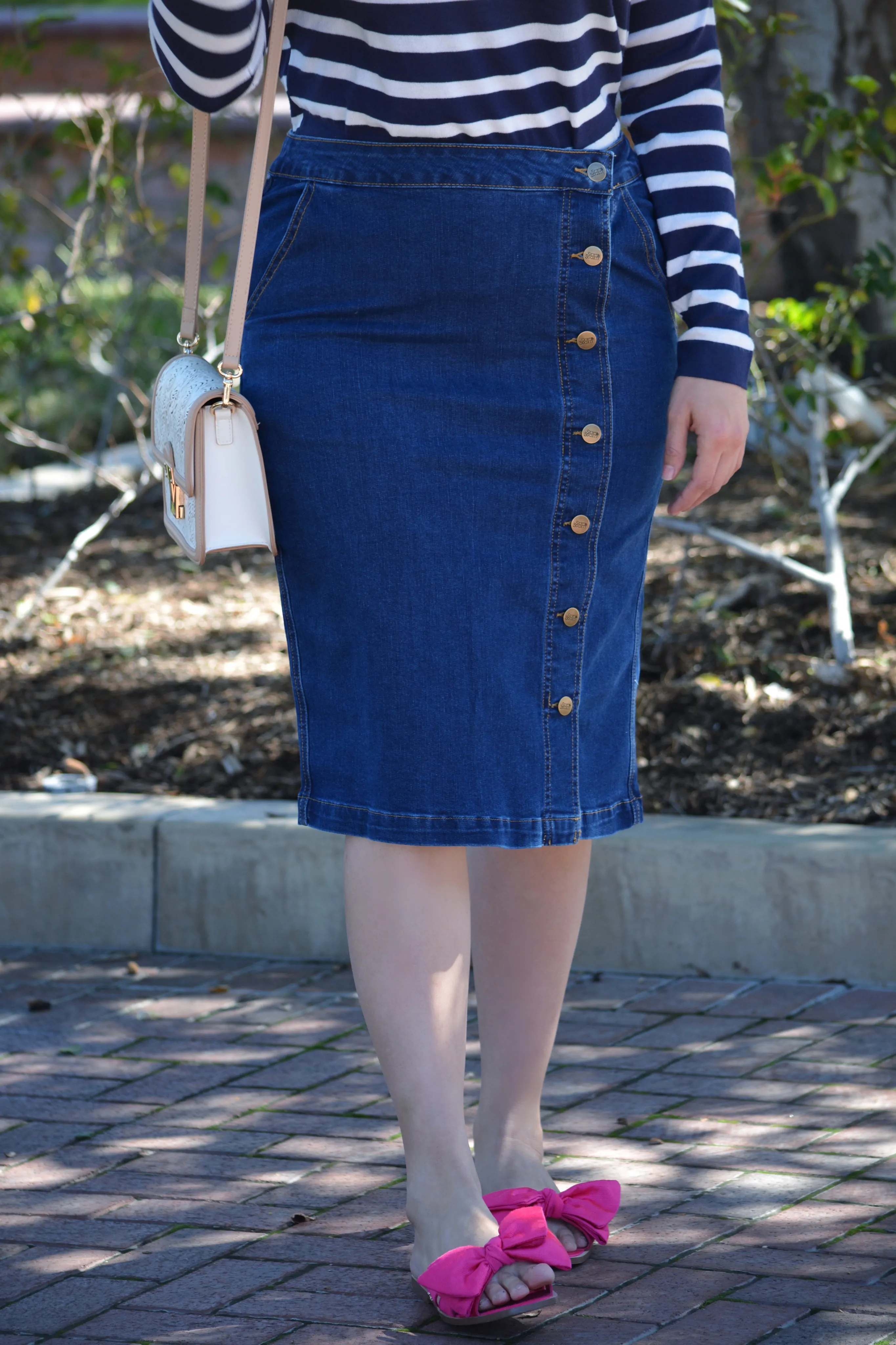 Chania Indigo Denim Buttoned Skirt (Skirt Society Exclusive)