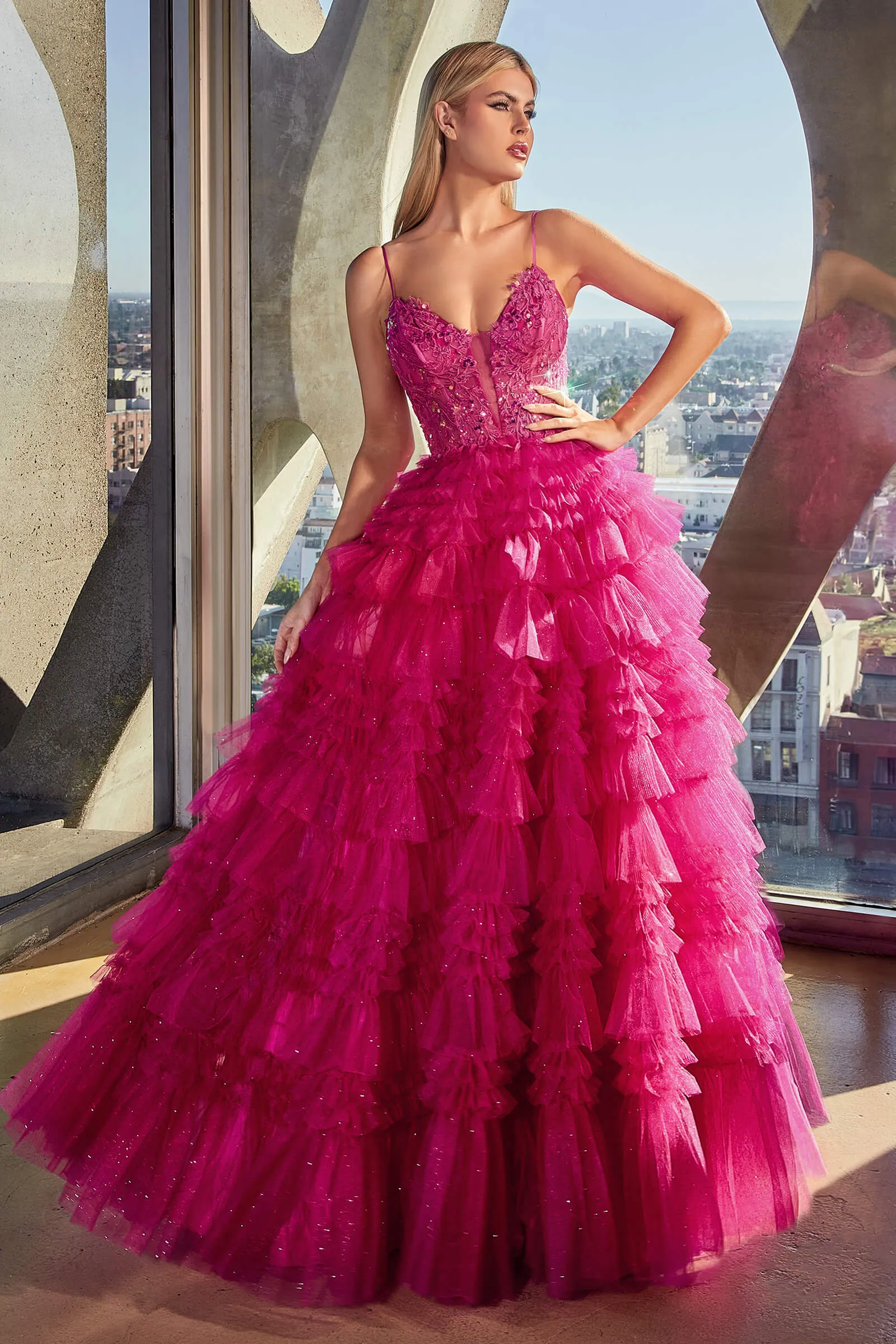 CINDERELLA DIVINE C152 Ruffled Layered Ball Gown