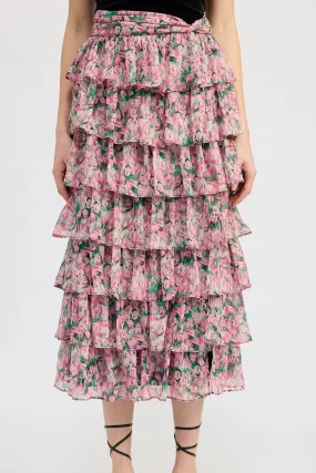 Claire Pink Floral Layered Skirt