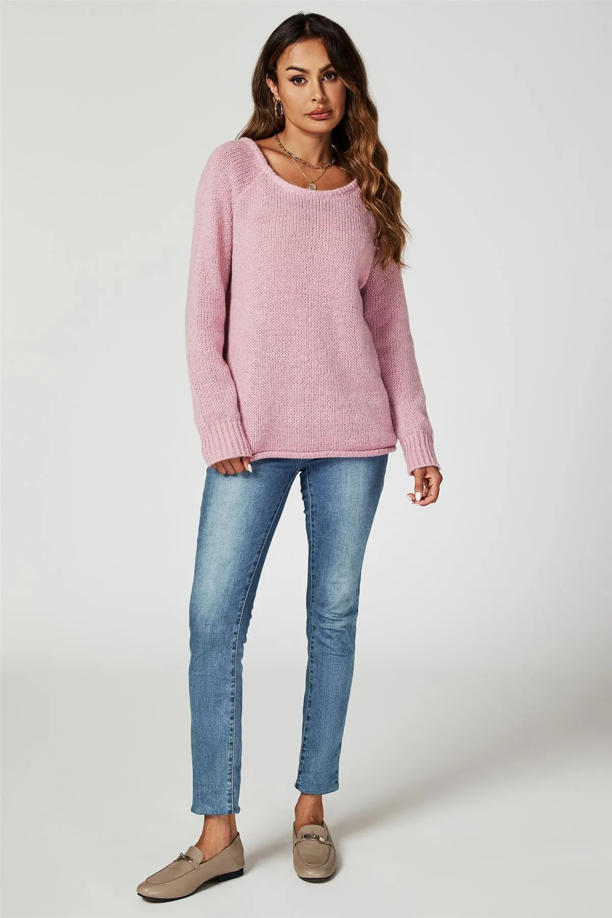 Comfy Jumper Top In Pink