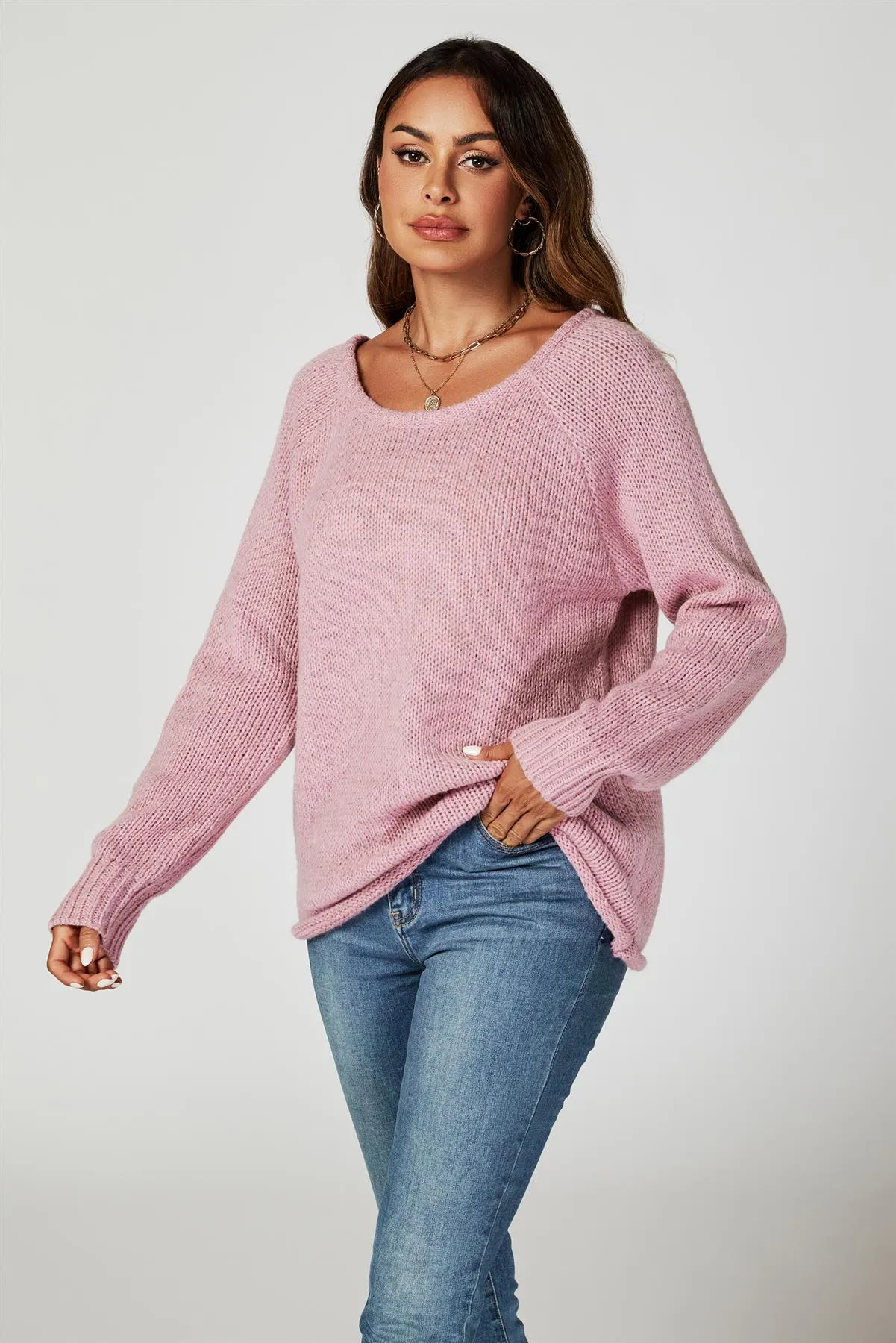 Comfy Jumper Top In Pink