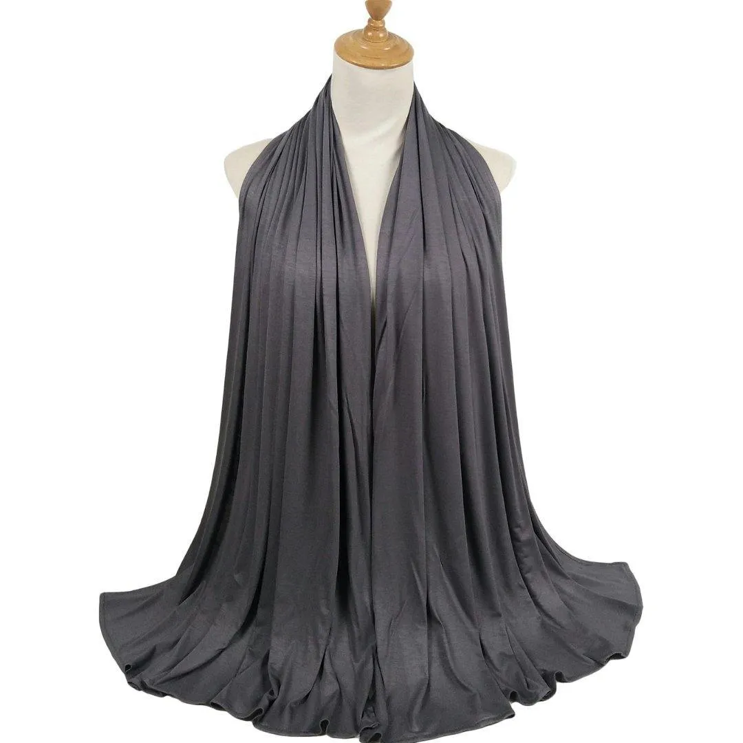 Cotton Soft Jersey Maxi Hijab Scarf - Charcoal