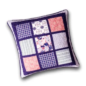 DaDa Bedding Peachy Blossoms Purple Floral Patchwork Euro Pillow Sham Cover, 26" x 26" - Designed in USA (JHW877)