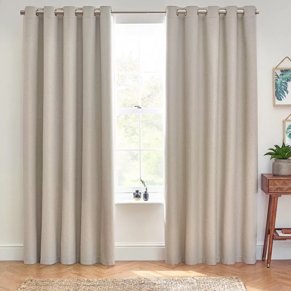 Dawn 100% Blackout Thermal Eyelet Curtains Linen