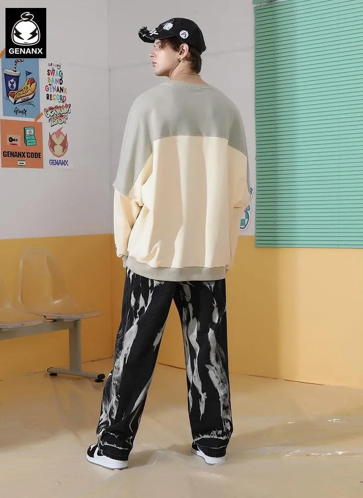 Deconstructed Fake Two-piece Cotton Sweatshirt With Detachable Sleeves