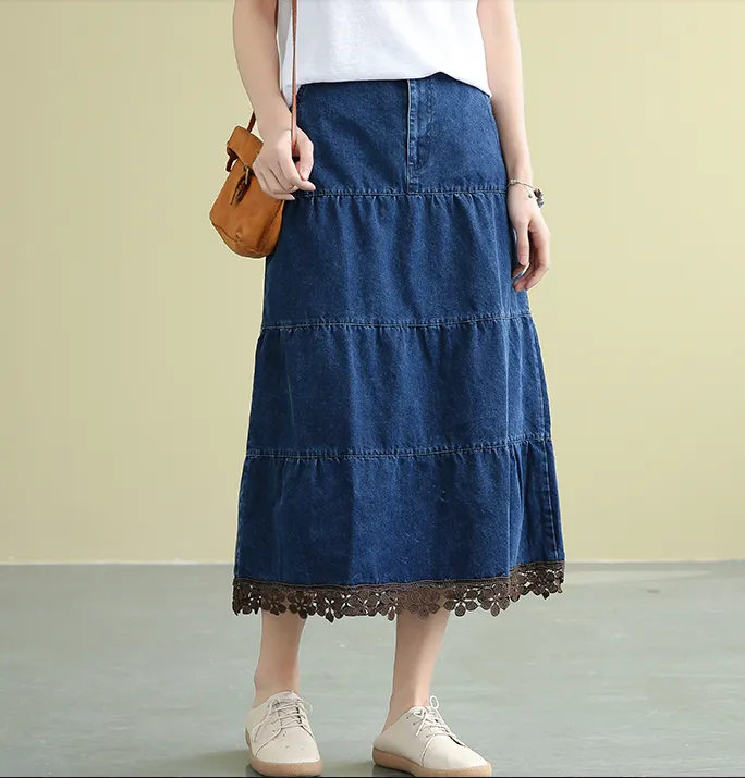 Denim Casual Cotton loose fitting Women's Skirts DZA2007183