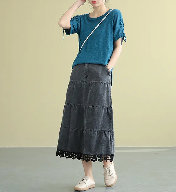 Denim Casual Cotton loose fitting Women's Skirts DZA2007183