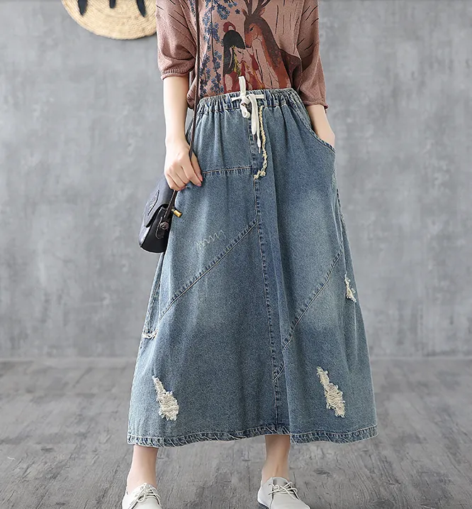 Denim Casual loose fitting Women's Skirts  DZA200634