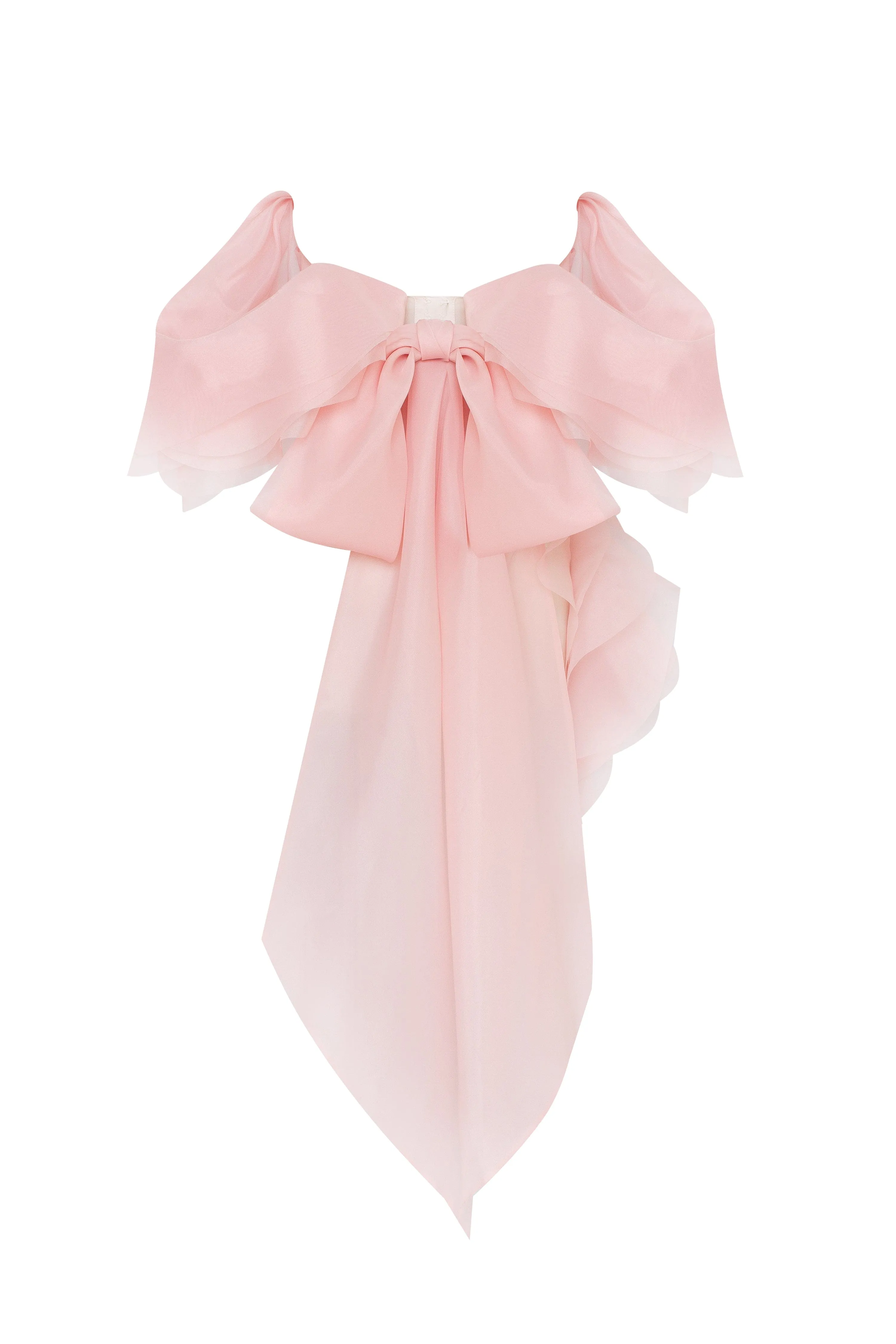 Dreamy off-shoulder blouse with meringue flounces in misty rose