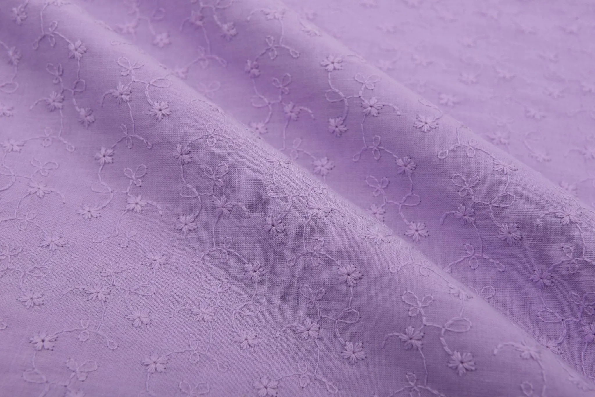 Dyed 100 % Cotton Eyelet Voile Embroidery