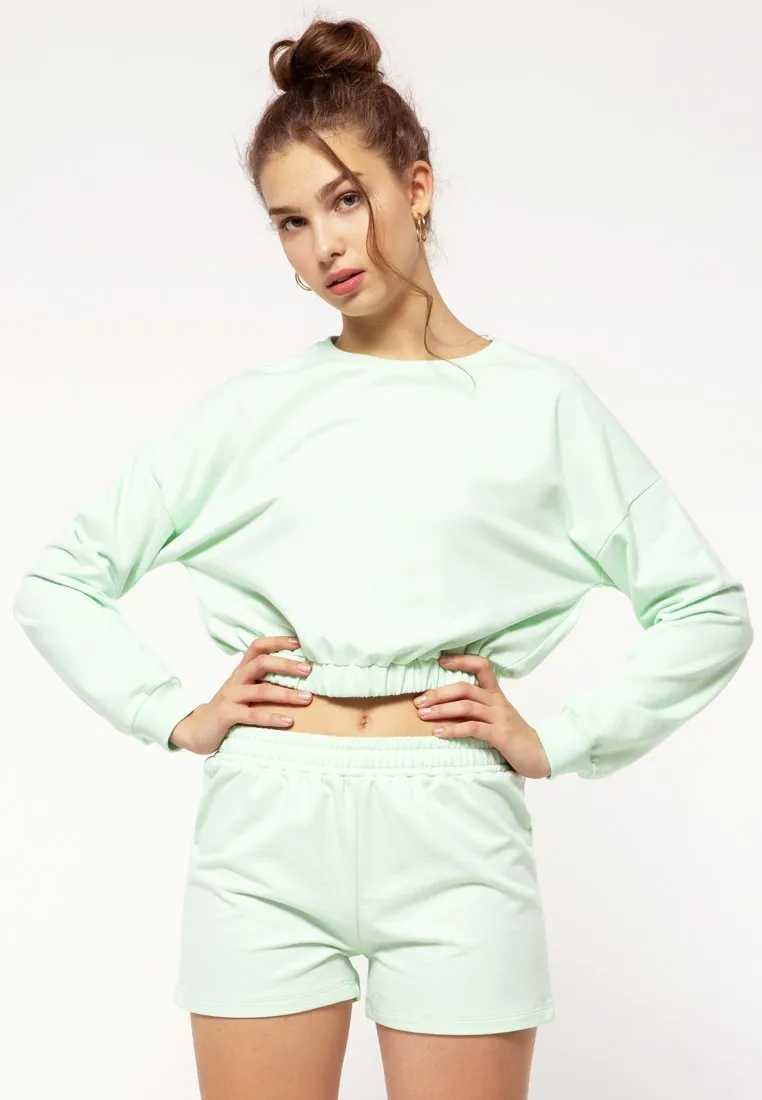 Elastic Crop Sweatshirt