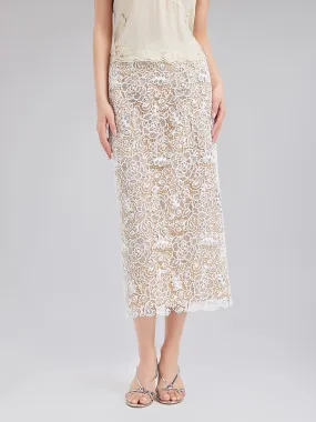 Elegant Lace-Textured Slimming Midi Skirt